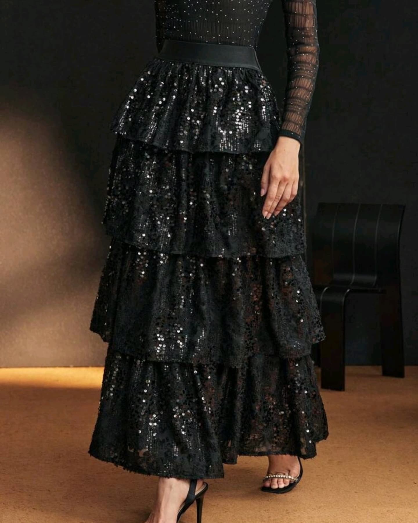 Black Sequin Gown