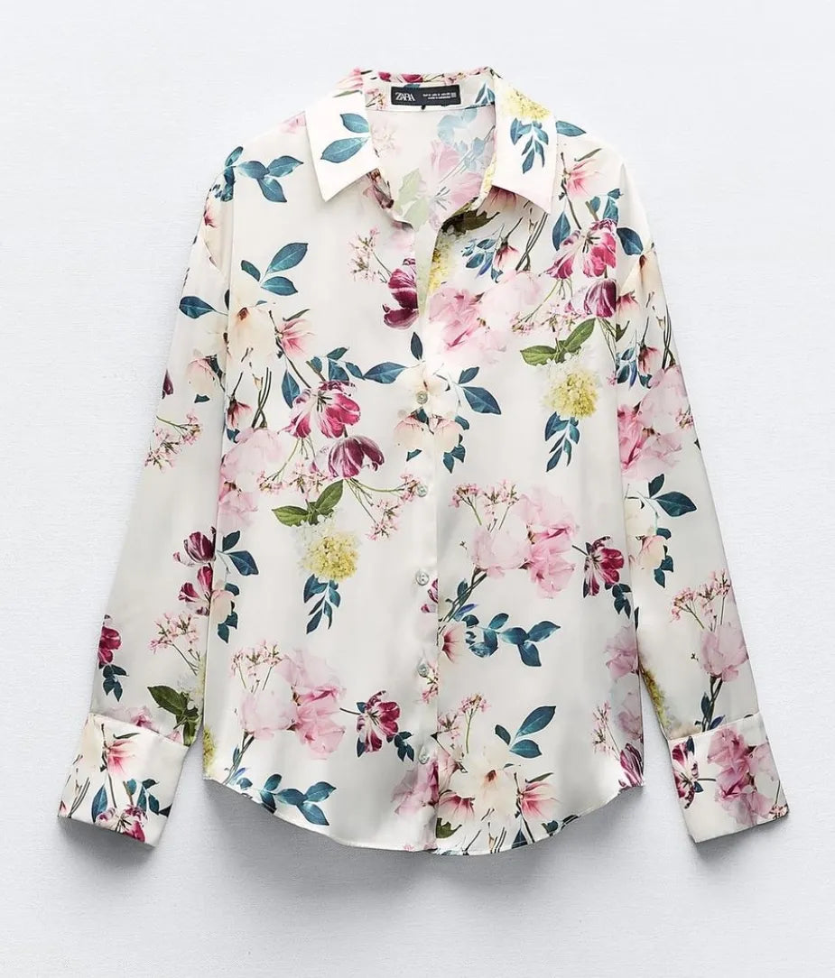 ZARA rose flower print shirt , XS